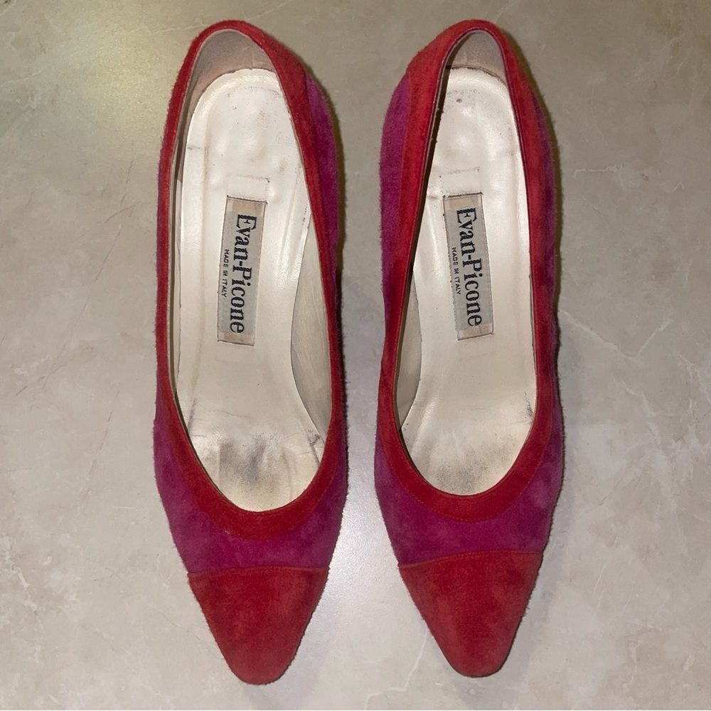 Vintage Colorblock Suede Heels